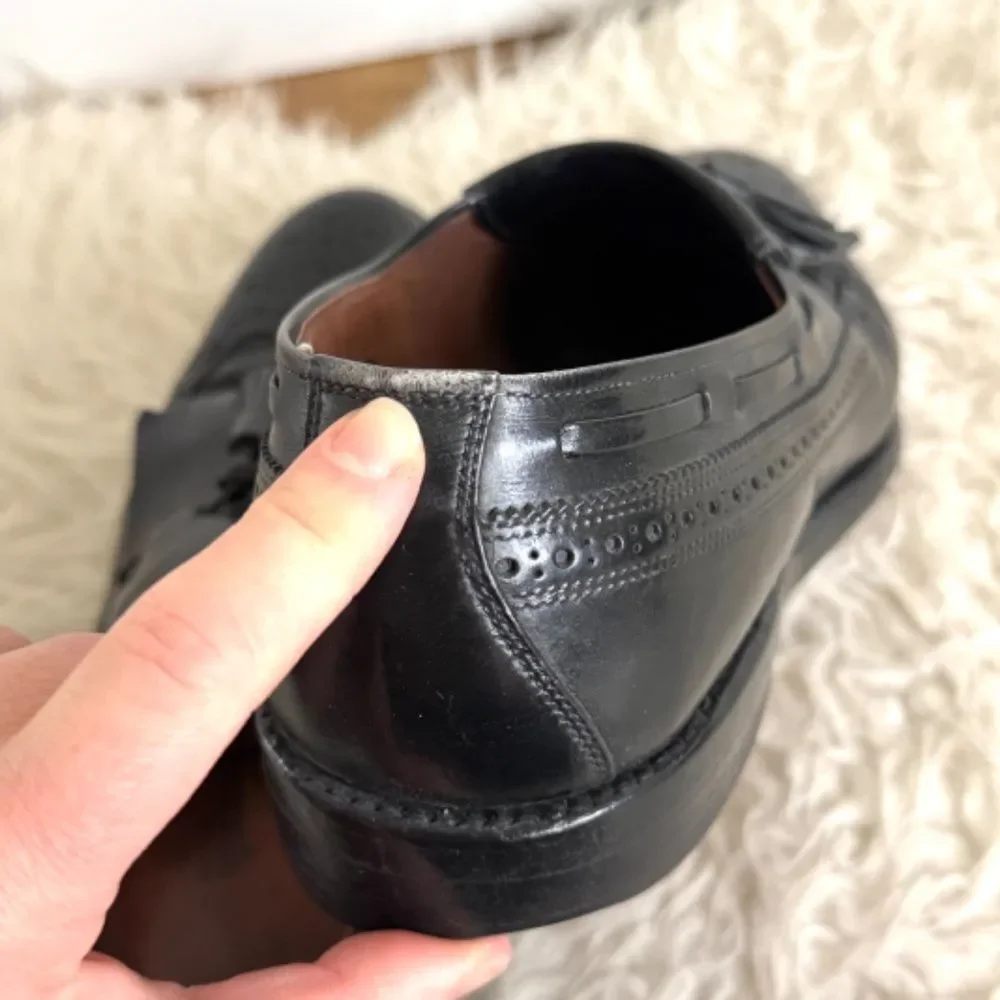 Allen Edmonds Kiltie Black Leather Wingtip Tassel Loafer | Size 10D